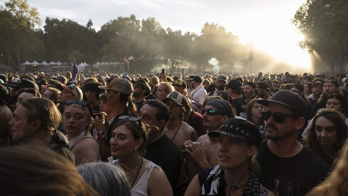 Fans cheer during Danny Elfman’s set during Aftershock at Discovery Park in Sacramento on Sunday.